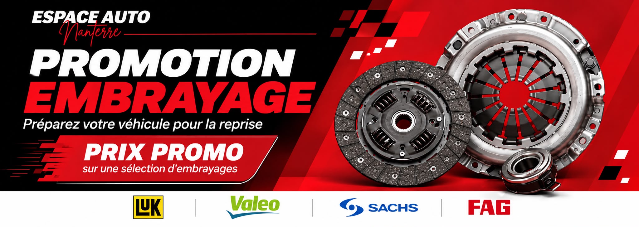 Promotion embrayage : prix promo sur une sélection d'embrayages LuK, Valeo, Sachs et FAG
